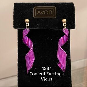 Avon 1987 Confetti Earrings - Violet- Twisted Purple  Dangle Earrings